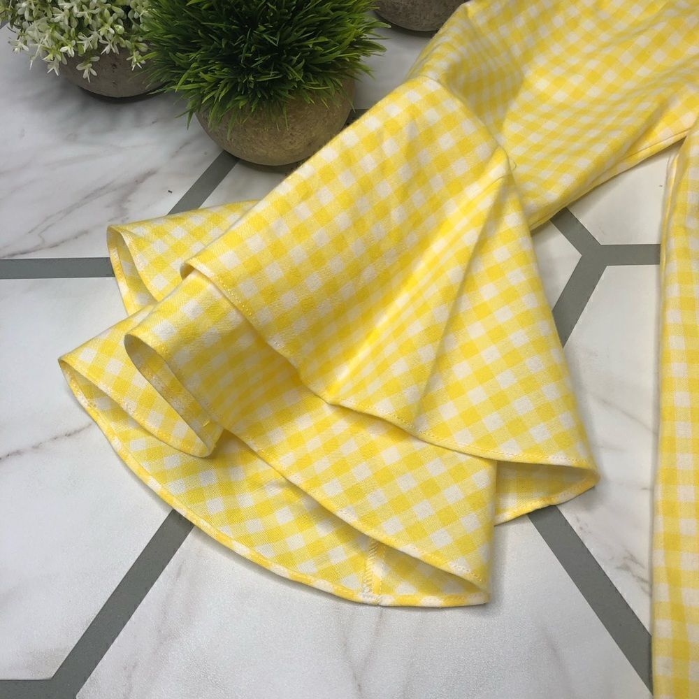 Amanda Uprichard yellow gingham bell sleeve dress - Picture 2 of 5